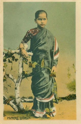 Pc India Indian Hindu Girl Social History / Ethnic C1912