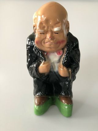Winston Churchill Chalkware Statue / Bank Political Satire