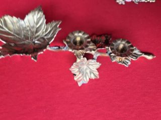 Antique Brass Candle Holders Leaves & Grapes 3