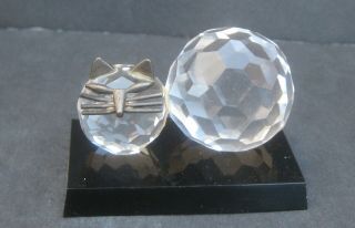 The Franklin Curio Cabinet Cut Crystal Cat Figurine