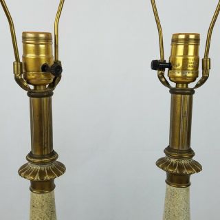 Vintage Hollywood Regency Table Lamp Set of 2 Desk Buffet Ornate Gold White 4