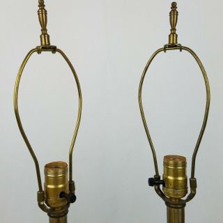 Vintage Hollywood Regency Table Lamp Set of 2 Desk Buffet Ornate Gold White 5