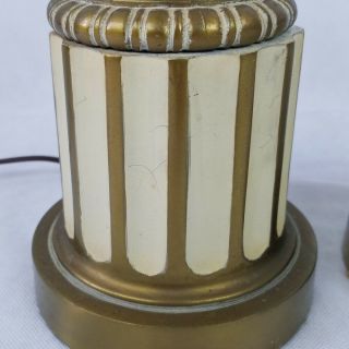 Vintage Hollywood Regency Table Lamp Set of 2 Desk Buffet Ornate Gold White 6