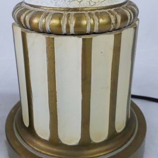 Vintage Hollywood Regency Table Lamp Set of 2 Desk Buffet Ornate Gold White 7