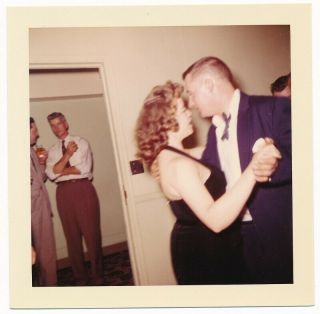 Angry Jealous Man Watching Woman In Black Dress Dance W/ Boyfriend Vintage Photo