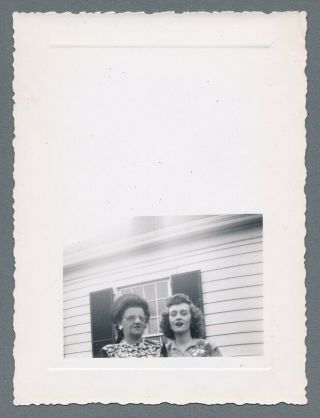 Bad Abstract Crop,  Empty White Space Above Women,  Vintage Snapshot Photo,  1947
