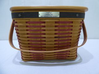 Longaberger 2001 Whistle - Stop Basket Collectors Club W/ Cloth And Plastic Lining
