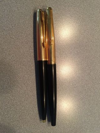 Parker 45 Set Fountain Pen And Ballpoint Pen,  Black With 12k Gf