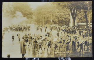 Postcard Marching Band Parade In Rain Early 20th Real Rppc Whitinsville Mass Ma