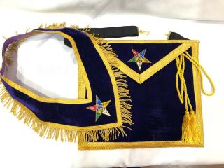 Masonic Order Of The Eastern Star Apron And Collar,  Oes Worthy Patron /matron