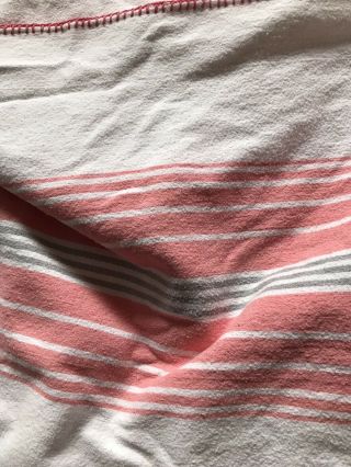 Vintage Texmade Full Flannel Blanket 78 X 90 Pink Stripe
