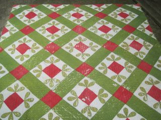 Vintage Handmade Red/green Patchwork Quilt Cutter 79 " X 79 " - Crafts?