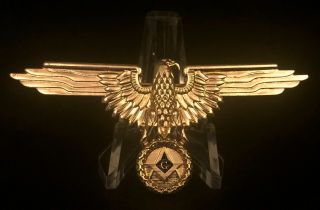 Gold German Eagle Masonic Bar Pin Badge Insignia Square And Compasses 70mm