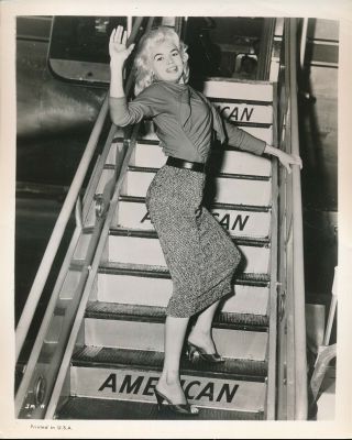 Jayne Mansfield 1950s 8x10 Sexy Buxom American Airlines Departure Photo