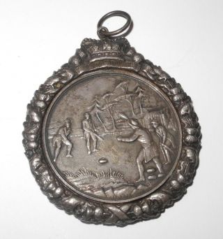 RARE 1862 Scottish Royal Caledonian Curling Club Token Award Medal Pin Silver 2