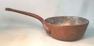 Antique Solid Copper Pan w/ Tin Lining & Cast Iron Handle 7” Dia 3.  15 Lbs 2