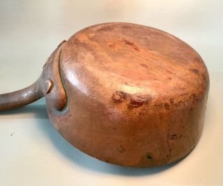 Antique Solid Copper Pan w/ Tin Lining & Cast Iron Handle 7” Dia 3.  15 Lbs 4