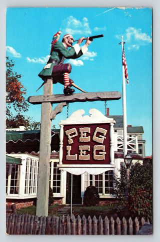 Postcard Peg Leg Restaurant Pirate Themed Dining Rockport Massachusetts A12