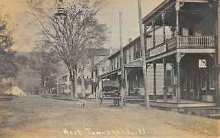 West Townshend Vt Street View Storefronts Horse & Wagon Dog Real Photo Postcard