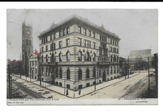 Phoenix Club & The Cincinnati Law School Rare Antique Postcard Handcolored 1908
