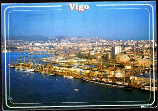 Postcard Spain,  Vigo,  Arial View,  Stamped
