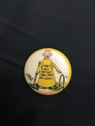 Yellow Kid 40 High Admiral Cigarettes Pinback Button Croquet Balls Solid Back