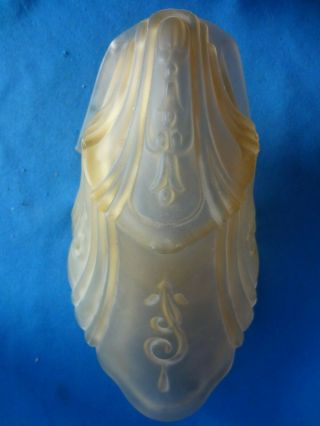 Vintage Art Deco Amber Frosted Glass Slip Shade For Chandelier Or Wall Sconce