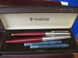 Parker 45 Fountain Pen And Ballpoint Rare R Oblique 14k Gold Nib