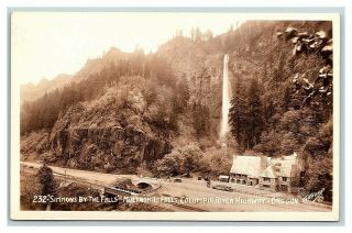 Vintage Postcard Rppc Simmons By The Falls Multnomah Falls Oregon J12