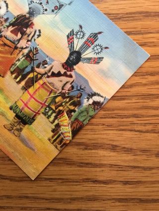 Linen Postcard Devil Dance of the Apache Indians - Mexico or Arizona 4