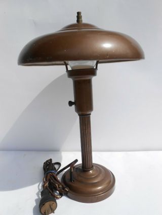 Vintage Art Deco Machine Age Industrial Steampunk Table Desk Lamp w/ Metal Shade 3