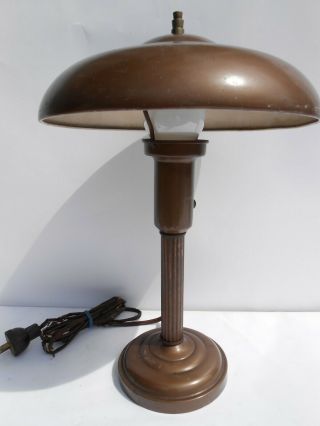 Vintage Art Deco Machine Age Industrial Steampunk Table Desk Lamp w/ Metal Shade 4