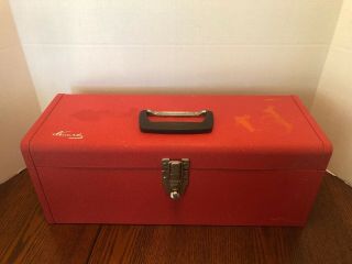 Vintage Kennedy Kk - 19 Red Metal Tool Box With Tray Made In Usa