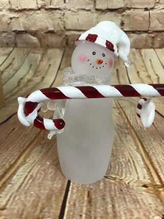 Dept 56 Snowman With Peppermint Striped Candy Cane 9 " Tall