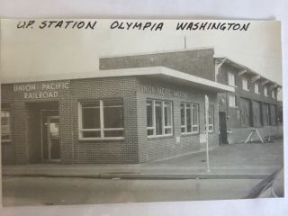 Olympia Washington Up Rr Station Railroad Depot B&w Real Photo Postcard Rppc