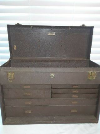 Vintage Kennedy 520 Professional Metal 7 - Drawer Machinist Tool Box With Key