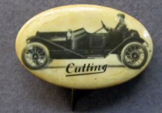 Circa 1910 Cutting Automobile Oval Pinback Button Rare