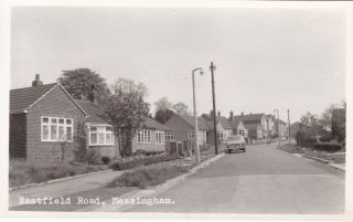 Messingham - Eastfield Road,  Houses & Old Car - Real Photo By Bourne