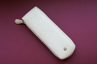 Montblanc Round Zip Pen Pouch For 2 Pens - Ivory -