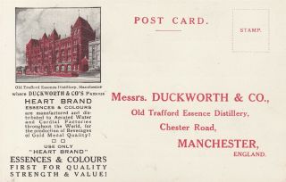 Manchester - Duckworth & Co,  Old Trafford Essence Distillery Advert Card