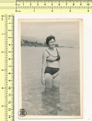 014 Bikini Woman On Beach,  Swimwear Female Swimsuit Woman Old Photo