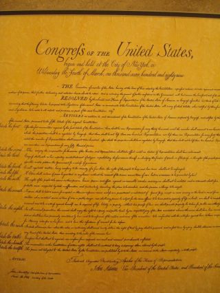 FRAMED THE UNITED STATES OF AMERICA BILL OF RIGHTS PRINTED PARCHMENT PAPER 3