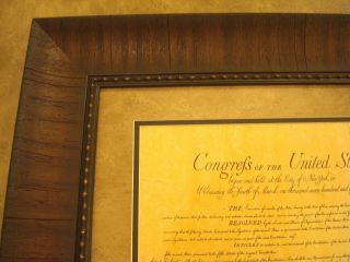FRAMED THE UNITED STATES OF AMERICA BILL OF RIGHTS PRINTED PARCHMENT PAPER 6