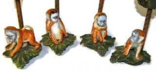 Hollywood Regency Petite Choses Ceramic Monkey & Palm Tree Candlestick Set of 4 2