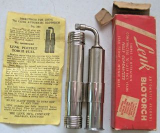 Vintage Lenk Automatic Alcohol Blotorch Blow Torch For Mechanics,  Radio Repair
