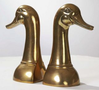 Vintage Brass Mallard Duck Head Bookends Library Hunter Cabin Lodge,  9 1/4 " H