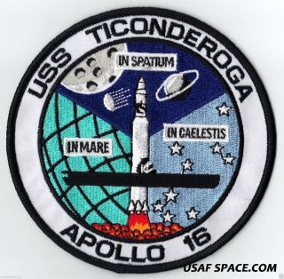Apollo 16 - Recovery Ship - Uss Ticonderoga Cvs - 14 - 4 1/2 " Patch -