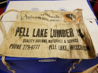 Vintage Pell Lake Wisconsin Lumber Co.  Yard Cloth Nail Apron Anderson Windows