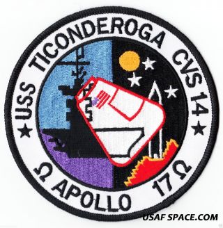 Apollo 17 - Recovery Ship - Uss Ticonderoga Cvs - 14 - 4 1/2 " Patch -