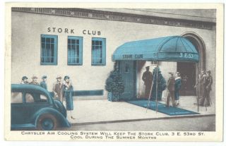 The Stork Club - Nyc 53rd St.  - 1935 Postcard - Cool During The Summer Rare